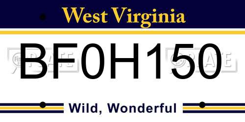 BF0H150 West Virginia License Plate