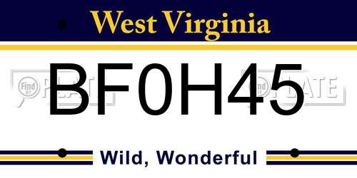 BF0H45 West Virginia License Plate