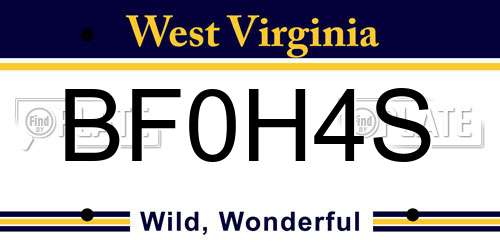 BF0H4S West Virginia License Plate