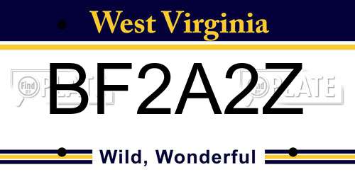 BF2A2Z West Virginia License Plate