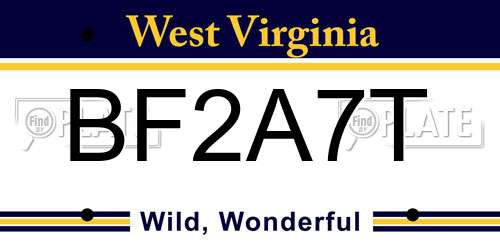 BF2A7T West Virginia License Plate
