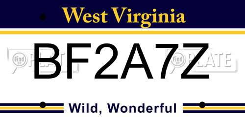BF2A7Z West Virginia License Plate