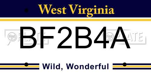 BF2B4A West Virginia License Plate