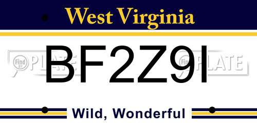 BF2Z9I West Virginia License Plate
