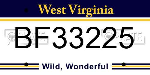 BF33225 West Virginia License Plate