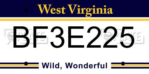 BF3E225 West Virginia License Plate