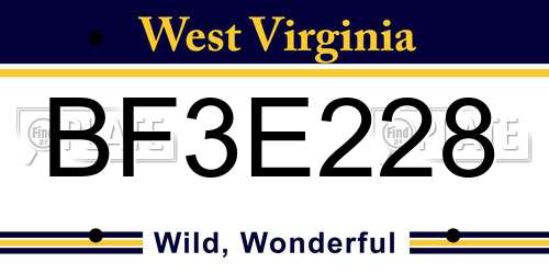 BF3E228 West Virginia License Plate