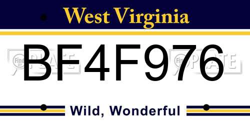 BF4F976 West Virginia License Plate