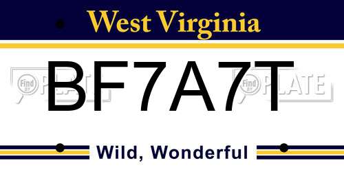 BF7A7T West Virginia License Plate