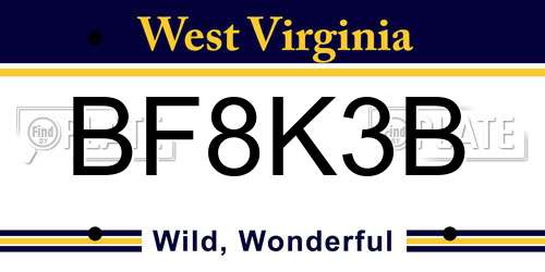BF8K3B West Virginia License Plate