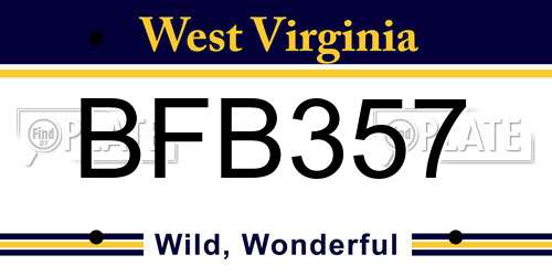 BFB357 West Virginia License Plate