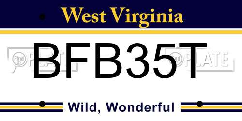 BFB35T West Virginia License Plate