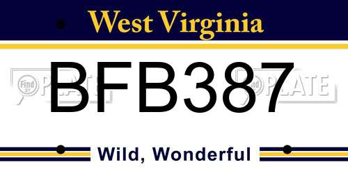 BFB387 West Virginia License Plate