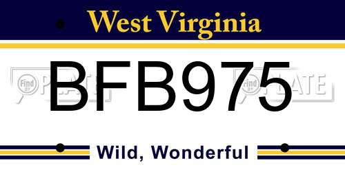BFB975 West Virginia License Plate