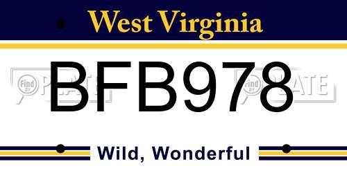 BFB978 West Virginia License Plate
