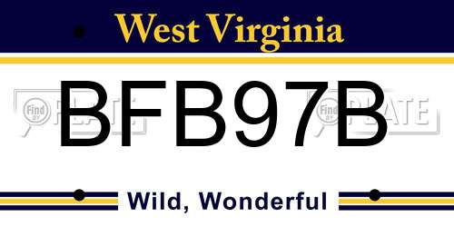 BFB97B West Virginia License Plate