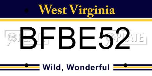 BFBE52 West Virginia License Plate