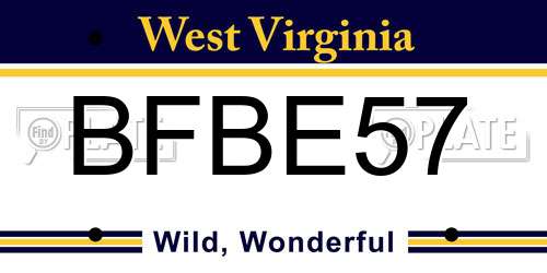 BFBE57 West Virginia License Plate