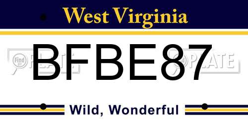 BFBE87 West Virginia License Plate
