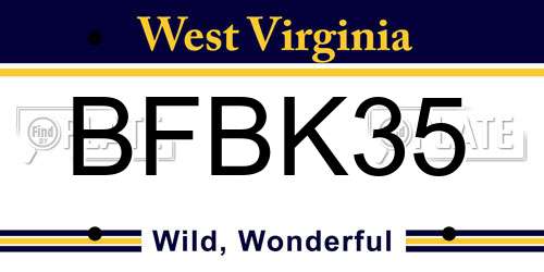 BFBK35 West Virginia License Plate