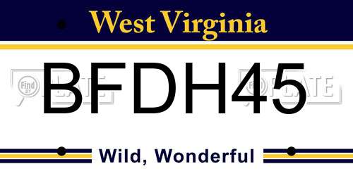 BFDH45 West Virginia License Plate
