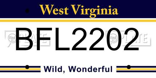 BFL2202 West Virginia License Plate