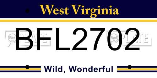 BFL2702 West Virginia License Plate