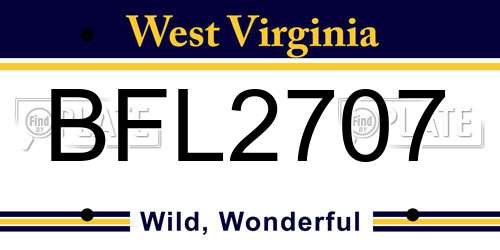 BFL2707 West Virginia License Plate