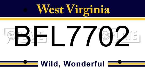 BFL7702 West Virginia License Plate