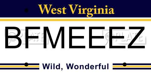 BFMEEEZ West Virginia License Plate