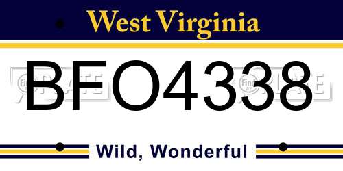 BFO4338 West Virginia License Plate