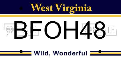 BFOH48 West Virginia License Plate