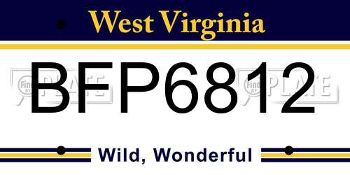 BFP6812 West Virginia License Plate