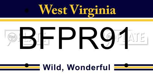 BFPR91 West Virginia License Plate