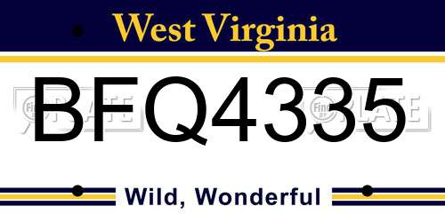 BFQ4335 West Virginia License Plate