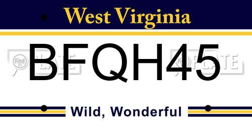 BFQH45 West Virginia License Plate