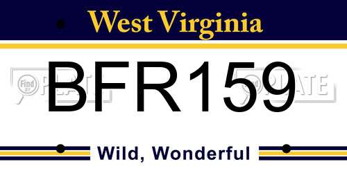BFR159 West Virginia License Plate