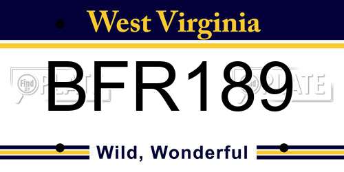 BFR189 West Virginia License Plate