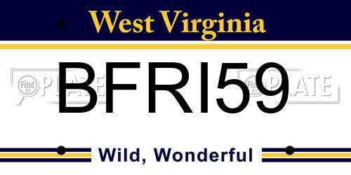 BFRI59 West Virginia License Plate