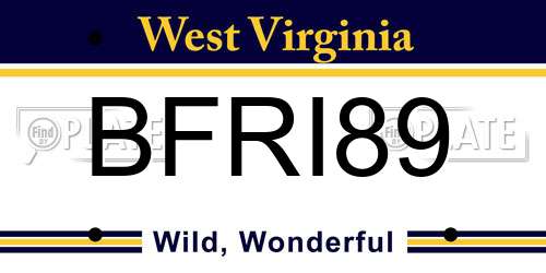 BFRI89 West Virginia License Plate