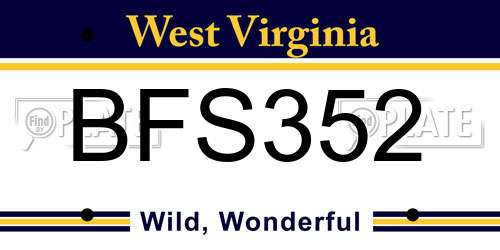 BFS352 West Virginia License Plate