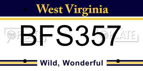BFS357 West Virginia License Plate