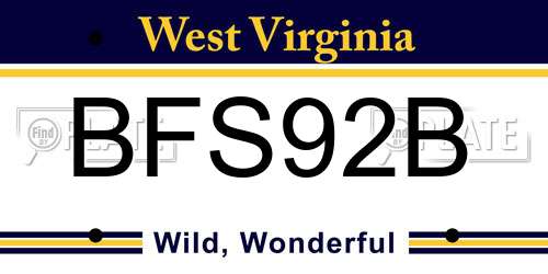 BFS92B West Virginia License Plate
