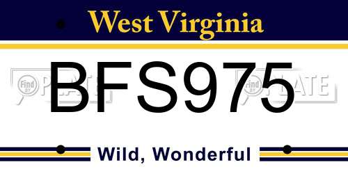 BFS975 West Virginia License Plate