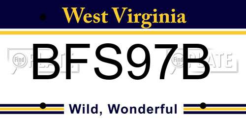 BFS97B West Virginia License Plate