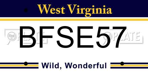 BFSE57 West Virginia License Plate