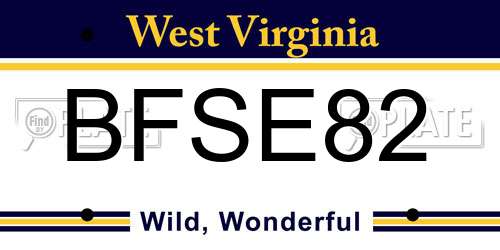 BFSE82 West Virginia License Plate