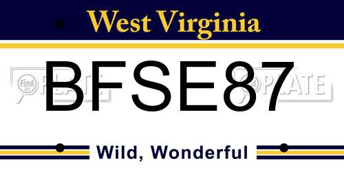 BFSE87 West Virginia License Plate