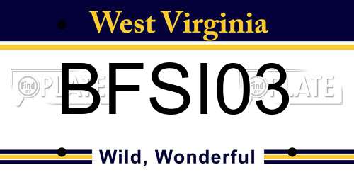 BFSI03 West Virginia License Plate