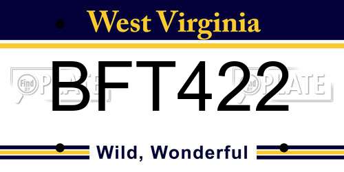 BFT422 West Virginia License Plate